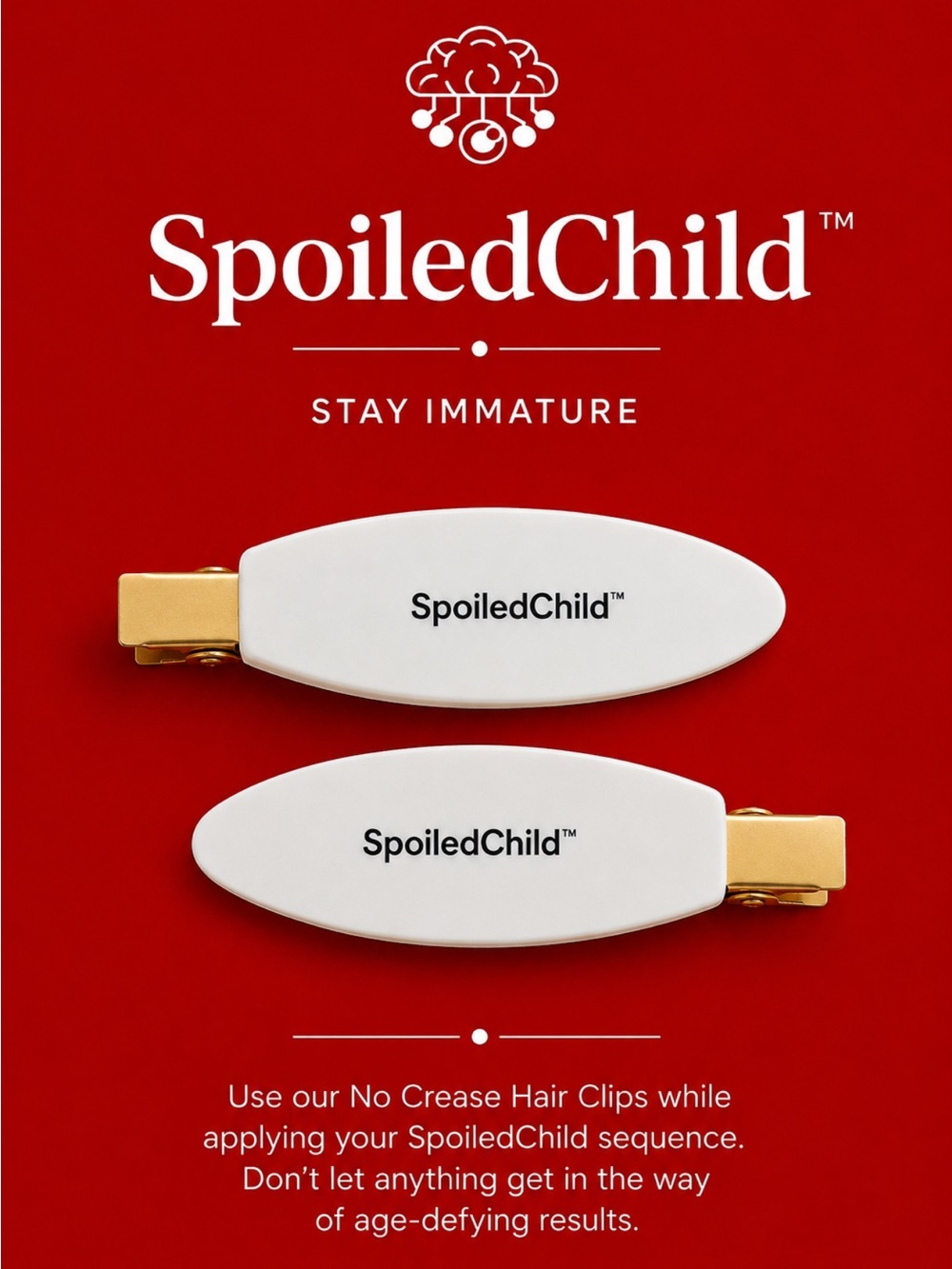 Spoiled White No-Crease Hair Clips with Gold Hardware - Set of 2
